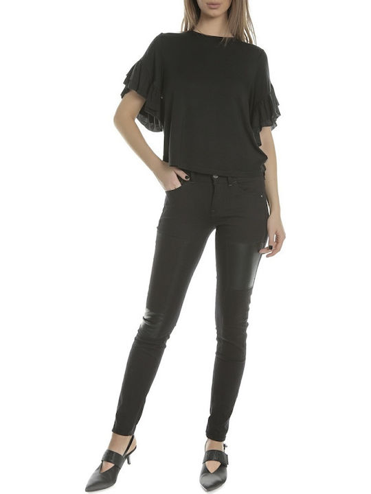 Lynn Women's Jean Trousers Mid Rise in Skinny Fit Black