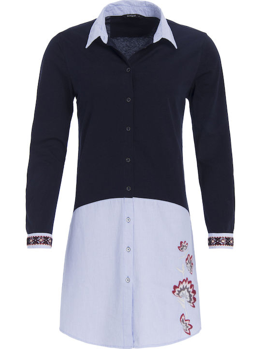Gladys Women's Monochrome Long Sleeve Shirt Navy Blue