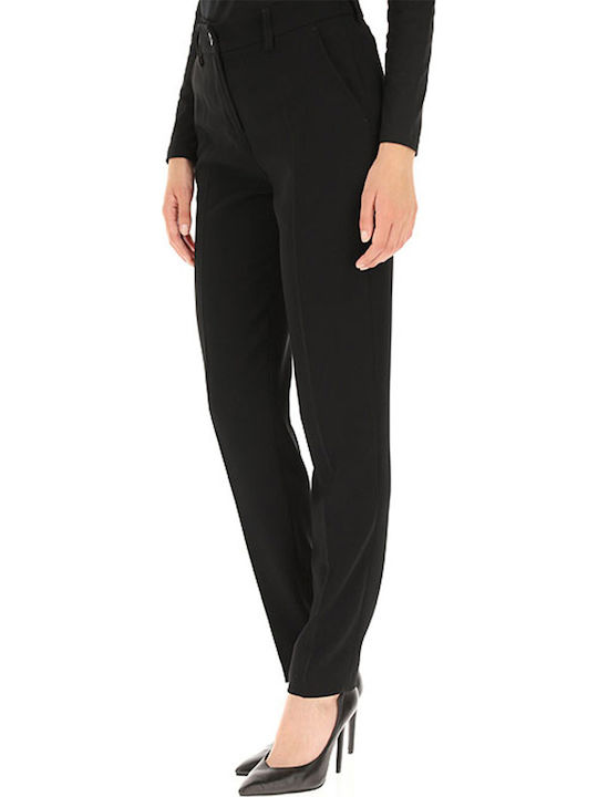 Dama Tesatura Pantaloni cu Croială Dreaptă Negru