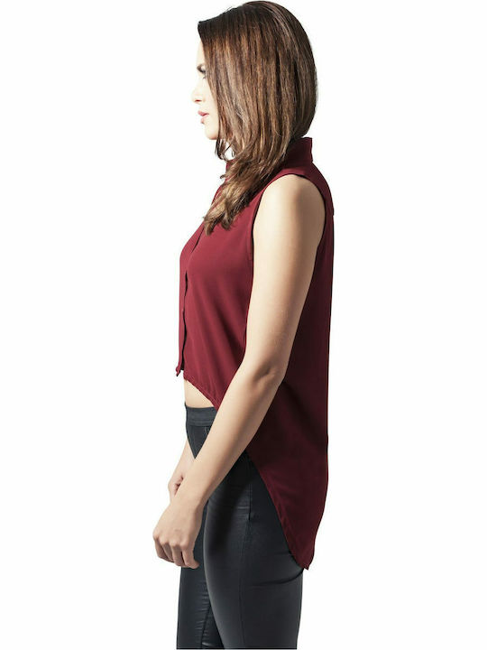Women's Monochrome Sleeveless Shirt Burgundy