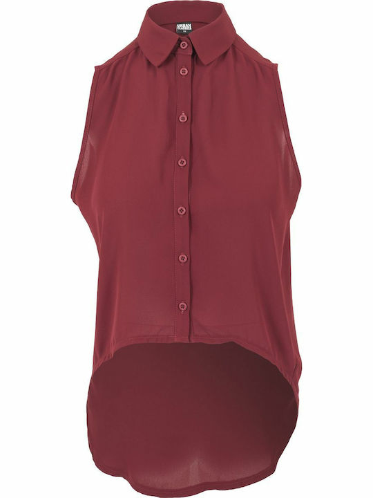 Women's Monochrome Sleeveless Shirt Burgundy