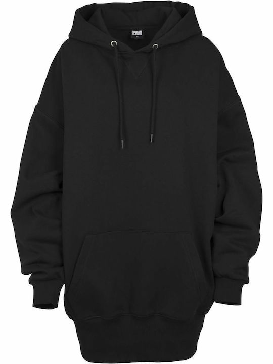 Long Women's Sweatshirt Hooded Black