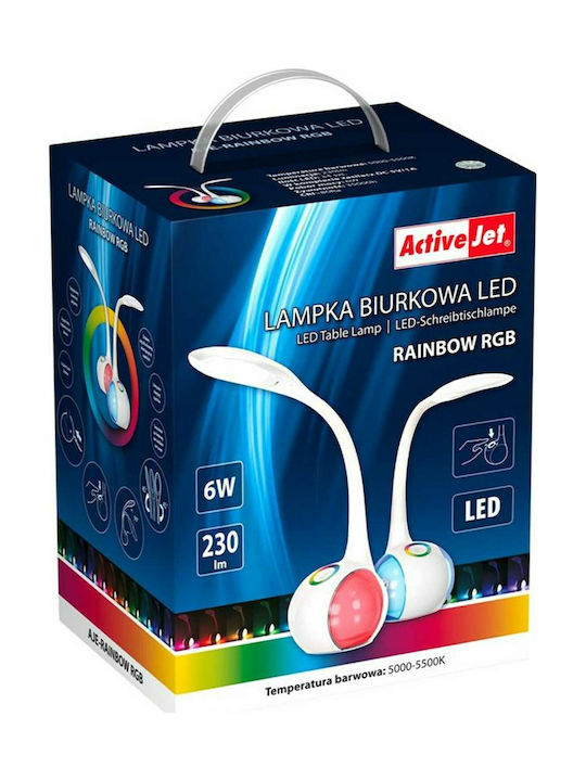 Active Jet AJE-RAINBOW LED Schreibtischlampe mit flexiblem Arm in Weiß Farbe