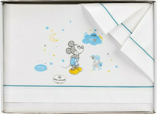 Interbaby Baby Bettlaken Set mit Angepasst Mickey Weiß 80x140cm