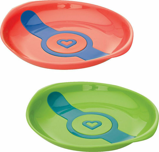 Munchkin Παιδικό Πιάτο Φαγητού Hot Plates από Πλαστικό Πορτοκαλί & Πράσινο 2τμχ