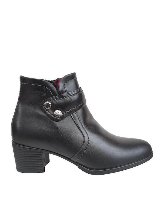 Leder Stiefeletten Damen Schwarz