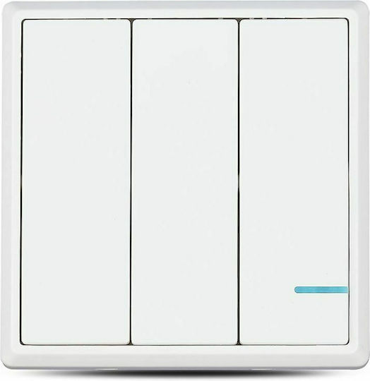 V-TAC Waterproof Wall-Mounted Triple Electrical Wall Switch With White Frame