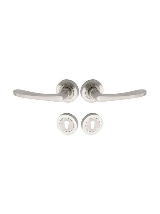 Import Hellas Lever Middle Door with Rosette Z-001 Z-001 Pair with Rosette Nickel