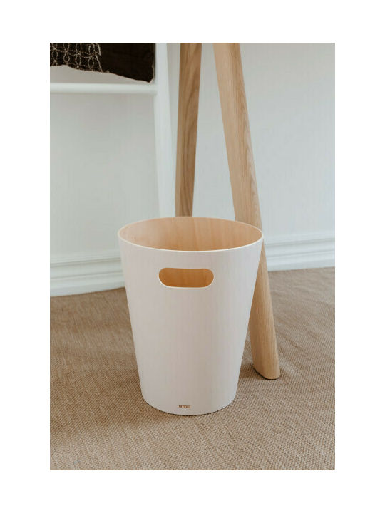 Umbra Woodrow Office Wooden Waste Bin 7.5lt White 23x22.9x28cm