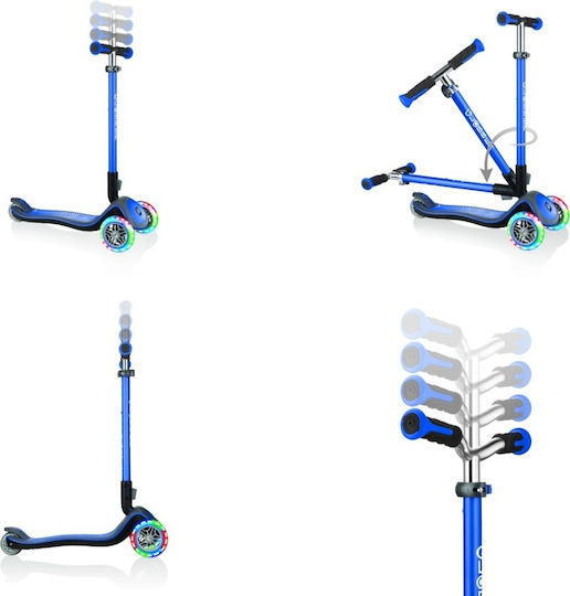 Globber Kids Scooter Foldable Elite Deluxe Lights 3-Wheel for 3+ years Years Blue