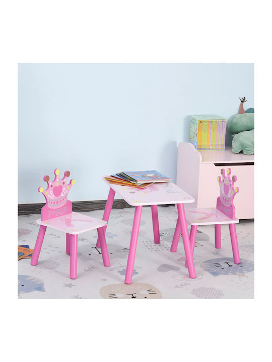 Set Masă cu Scaune pentru Copii din Plastic Roz HomCom