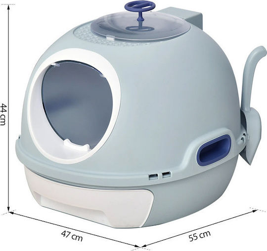 Pawhut Cat Toilet Closed Blue L47 x W55 x H44cm
