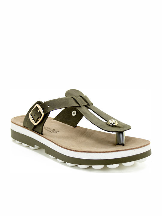 Fantasy Sandals Mirabella Leather Women's Flat Sandals Anatomic In Khaki Colour