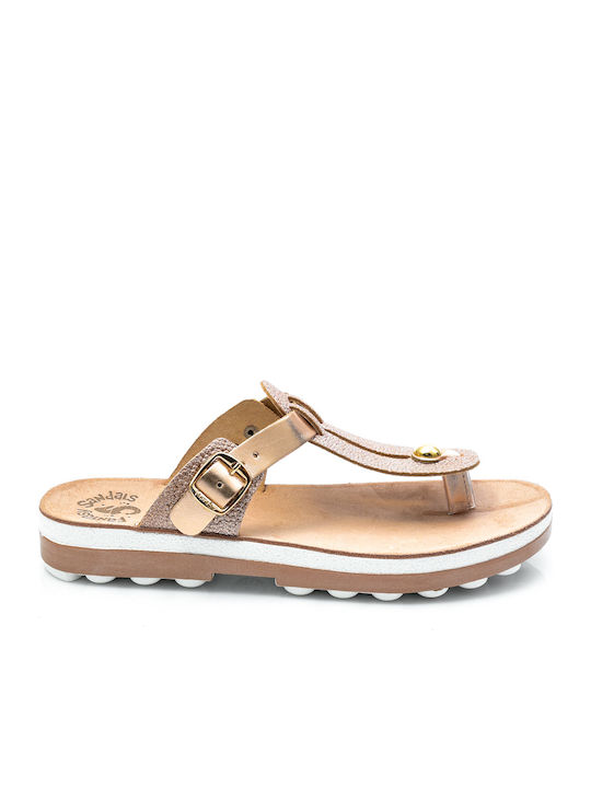 Mirabella Leather Women's Flat Sandals Anatomic Rosegold