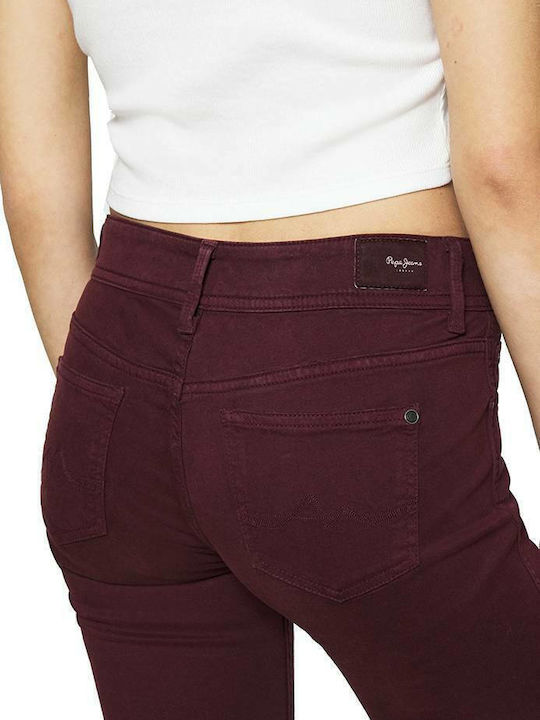 New Pimlico Low Waist Women's Jean Trousers Flared in Regular Fit Burgundy