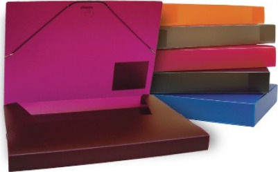 Typotrust Plastic File Box with Rubber Band 35x5x35cm Blue