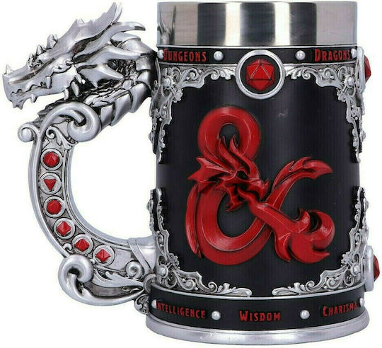 Nemesis Now Dungeons & Dragons Tankard Logo Ποτήρι Μπύρας από Πλαστικό σε Μαύρο Χρώμα