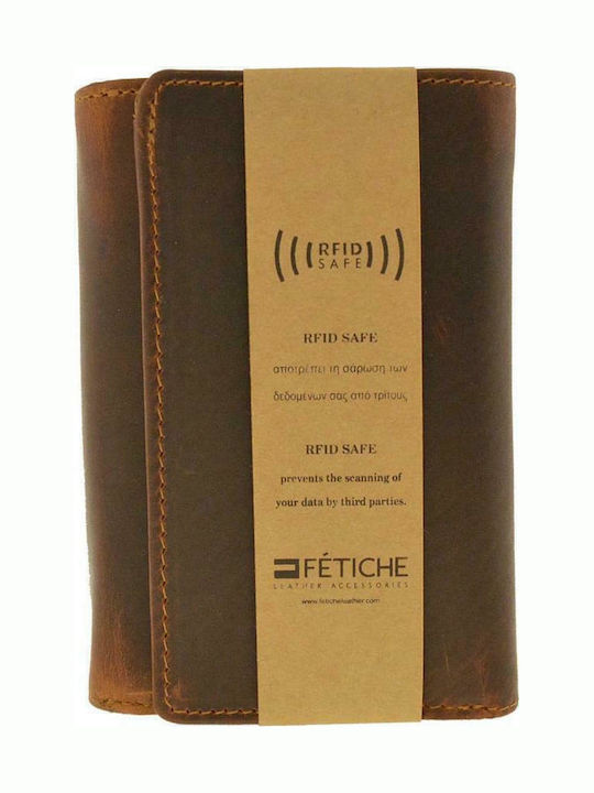 KA Μικρό Δερμάτινο Γυναικείο Πορτοφόλι με RFID Καφέ