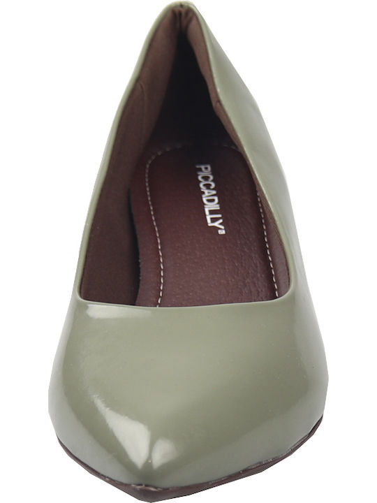 Anatomic Patent Leather Pointed Toe Khaki Low Heels