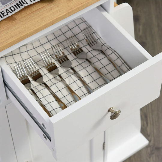 HomCom Küchenschrank Boden Schrank Weiß 89x45x89,5cm