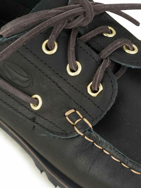 CL4 Tractor Men's Leather Boat Shoes Black
