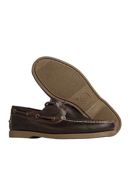 0450 Δερμάτινα Ανδρικά Boat Shoes σε Καφέ Χρώμα