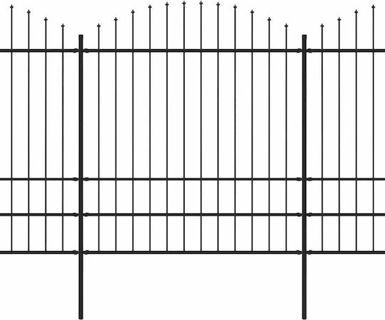vidaXL Fencing Rails with Black Spears Metal Fence Railings with Spears in Black Color 2.0x6.8m