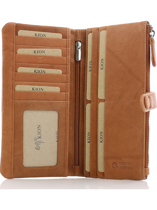 Large Leather Women's Wallet Classic Tabac Brown