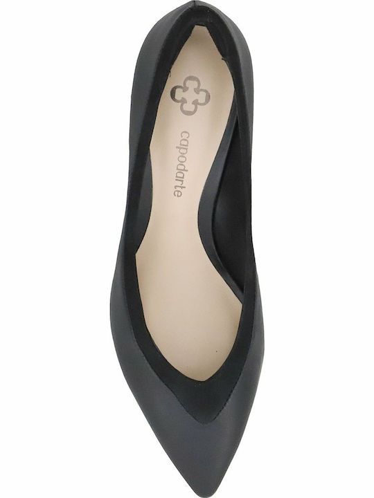 Leder Pumps mit Chunky mittelhohem Absatz Schwarz