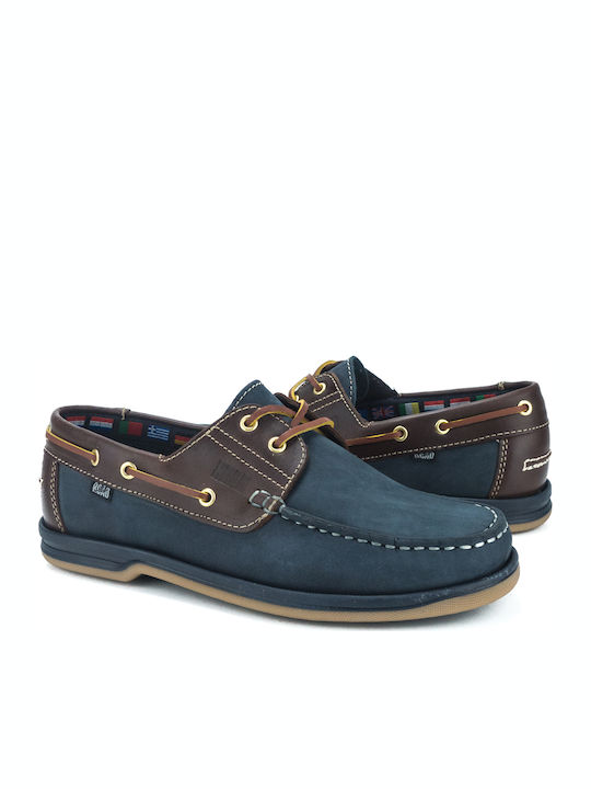 10112 Δερμάτινα Ανδρικά Boat Shoes σε Μπλε Χρώμα