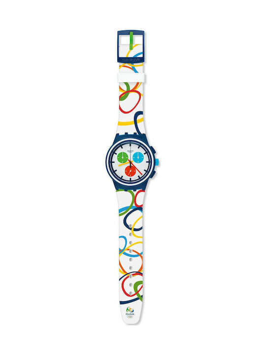 Swatch Rio All Around Καουτσούκ Λουράκι Λευκό 20mm