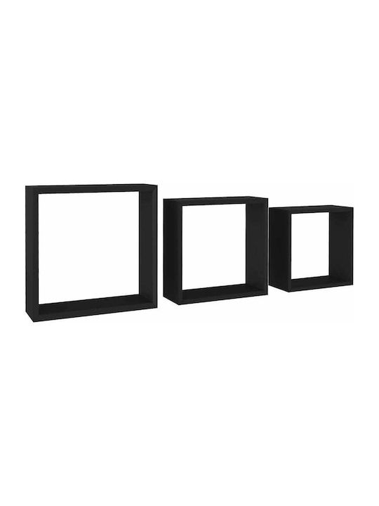 Shelves Wall Black 3pcs 30x10x30cm