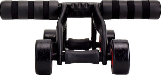 Abdominal Wheel Black with Anti-Slip Handles & Mat και Μπάρα Εκγύμνασης Σώματος Μαύρη/Κόκκινη