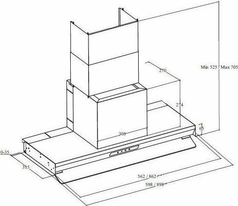 Davoline Inside Plus Drop Control 90 Απορροφητήρας Καμινάδα 90cm Inox