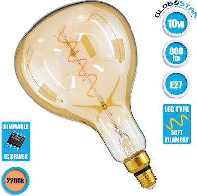 GloboStar LED Bulbs for Socket E27 and Shape ER180 Warm White 860lm Dimmable 1pcs