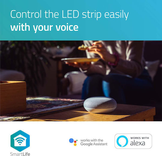 Nedis Wasserdicht Smart LED-Streifen Wi-Fi 12V RGBW Licht 5m Typ SMD5050 mit Netzteil
