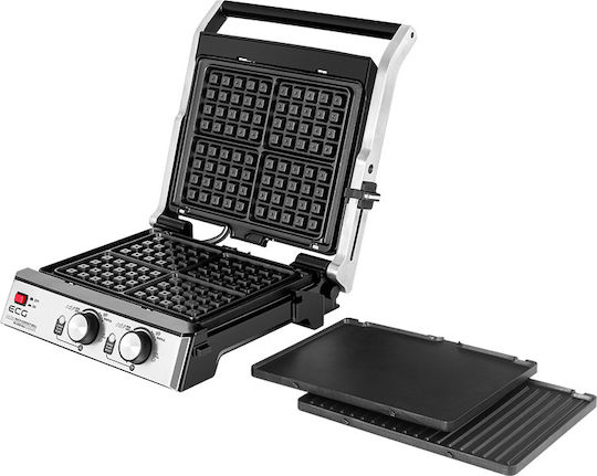 ECG KG 2033 Duo Grill & Waffle Sandwichmaker Grill mit Abnehmbaren Platten 2000W Inox