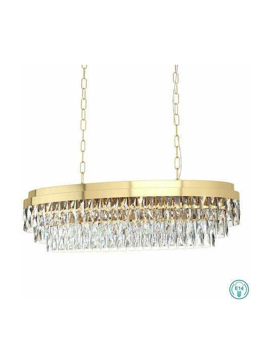 Eglo Valparaiso Pendant Light Gold with Crystals for 10 Bulbs E14, E.14 90cm