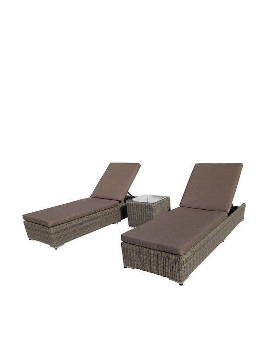 Ξαπλώστρα Rattan BL Aletta με στρώμα με Μαξιλάρι Καφέ 200x66x31εκ. Ξαπλώστρα Rattan BL Aletta με στρώμα με Μαξιλάρι Καφέ 200x66x31εκ.