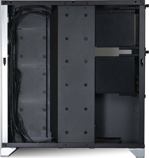 Lian Li PC-011 Dynamic XL (ROG Certified) Геймърско бюро Midi Tower Компютърна кутия със страничен прозорец и RGB осветление Сребрист