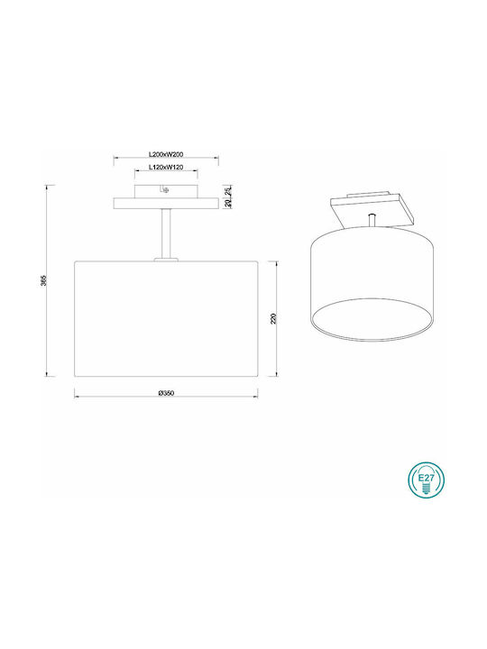 Trio Lighting Elmau Ceiling Mount Light 35cm Brown with Socket E27