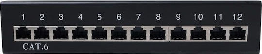 Goobay Shielded Patch Panel for Rack 1U with 12 cat6 Ports Black