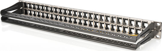 Digitus Patch Panel Keystone για Rack 1U 19" 48 Θυρών Μαύρο