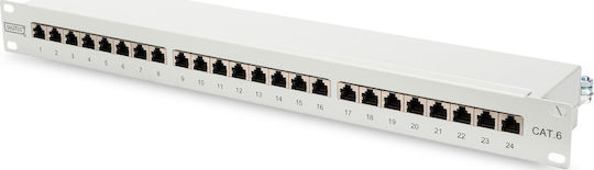 Digitus Shielded Patch Panel for Rack 1U 19" with 24 cat6 Ports Gray