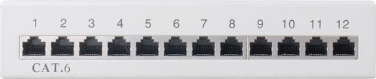 Goobay Patch Panel for Rack 1U with 12 cat6 Ports Gray