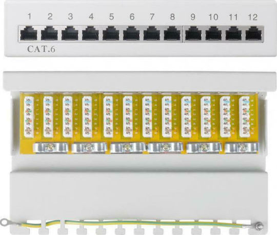 Goobay Patch Panel for Rack 1U with 12 cat6 Ports Gray