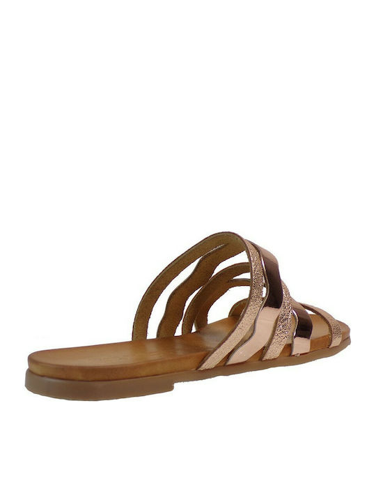 Robinson Leather Women's Flat Sandals in Gold Color