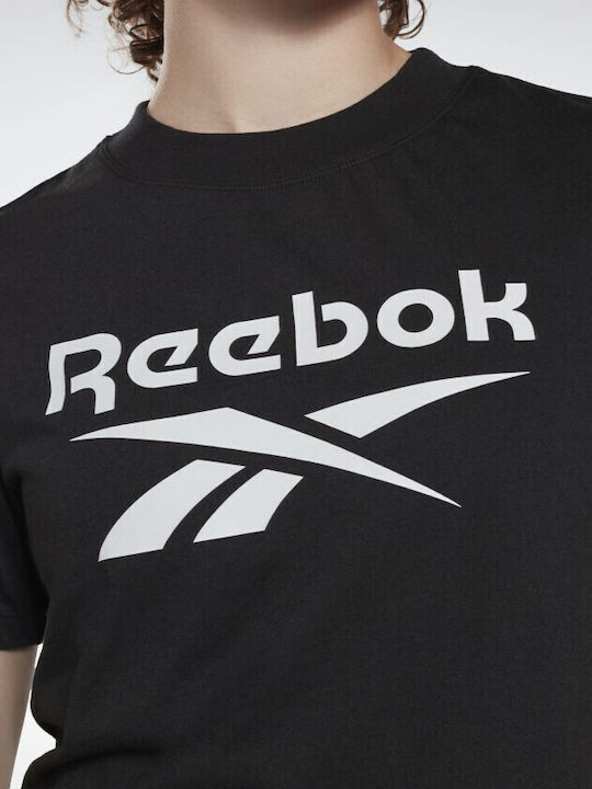 Identity Γυναικείο Καλοκαιρινό Crop Top Βαμβακερό Κοντομάνικο Μαύρο