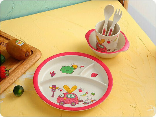 Fiko Set de hrănire Mașină din Bambus Multicolor 5buc