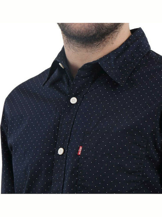 Classic 1 Long-sleeved Cotton Shirt Checked Navy Blue